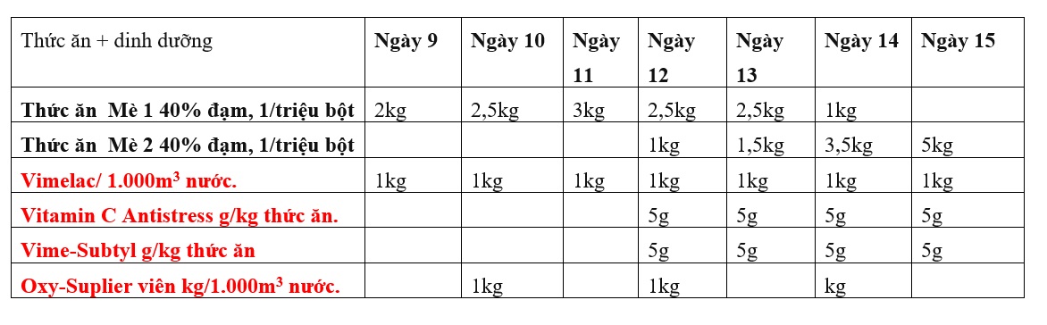 thức ăn tuần thứ 2