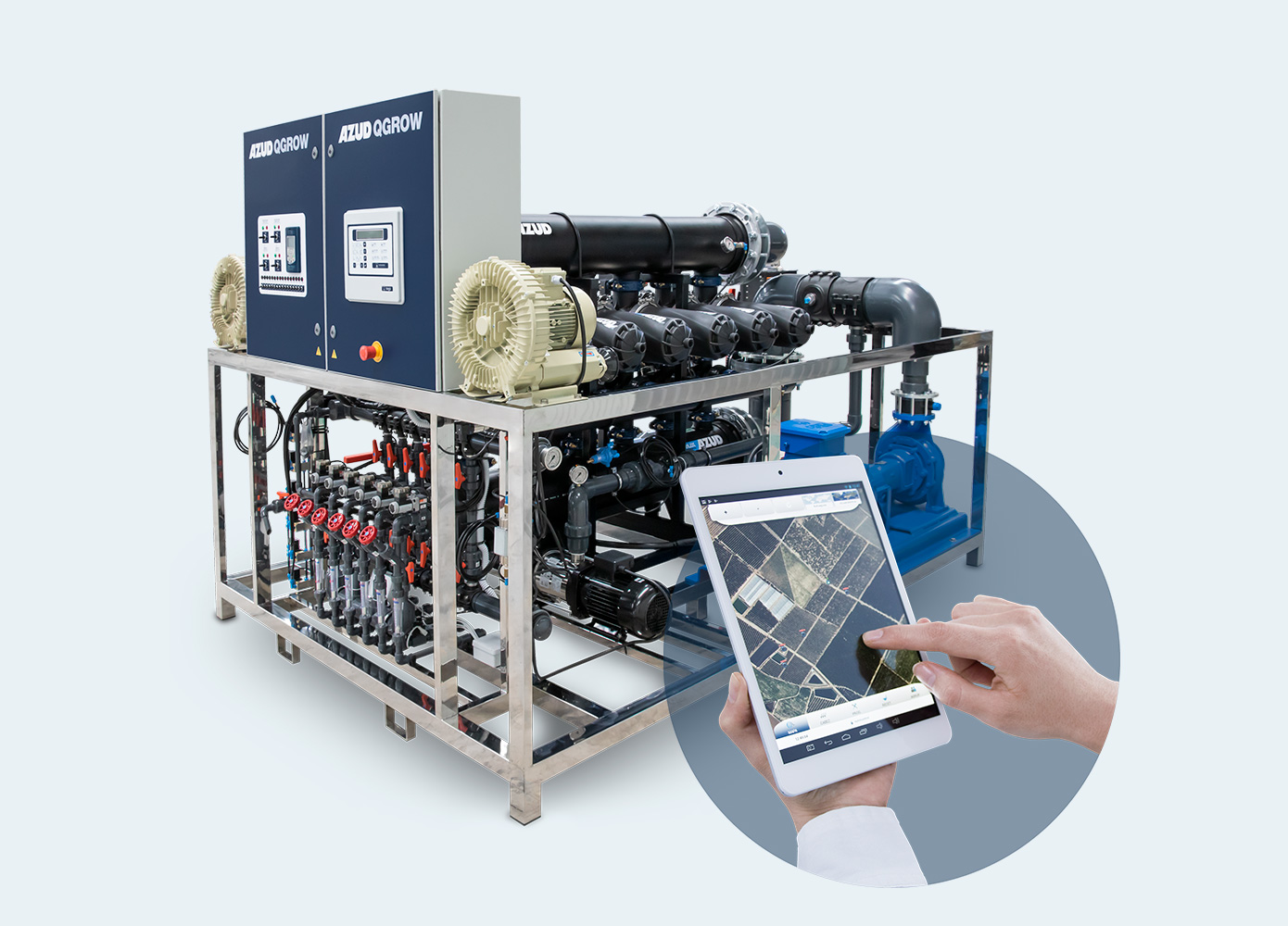 Máy hút phân tự động qua hệ thống tưới Azud Qgrow