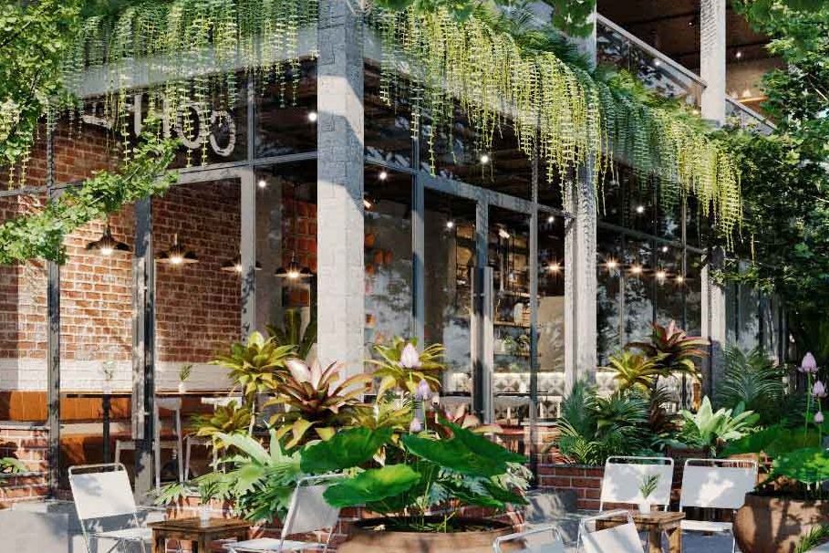Thu hút khách hàng với bí quyết trang trí cafe sân vườn cùng cây trầu bà 1