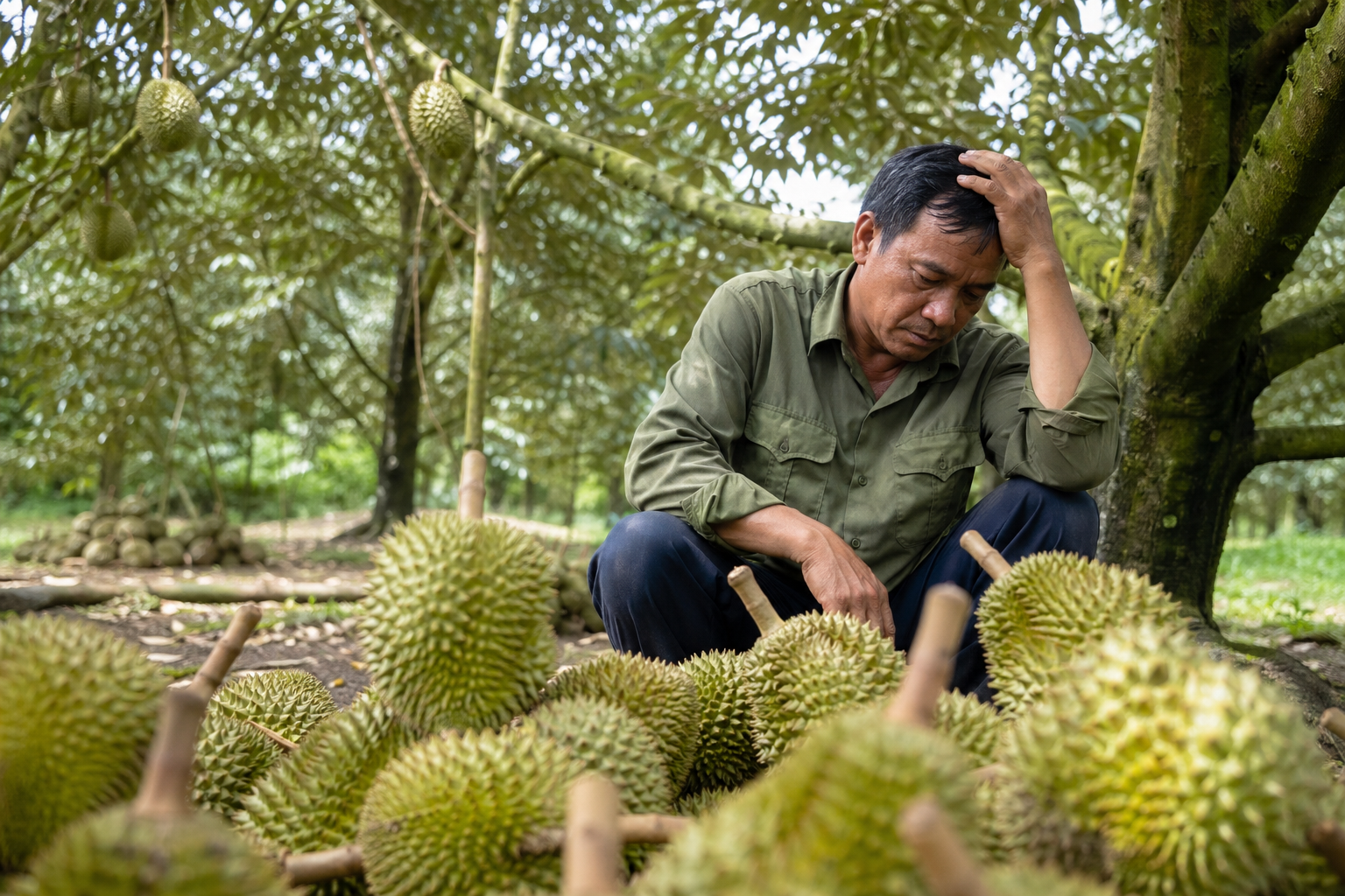 Giá sầu riêng lao dốc, nông dân miền Tây mắc kẹt vì chi phí cao