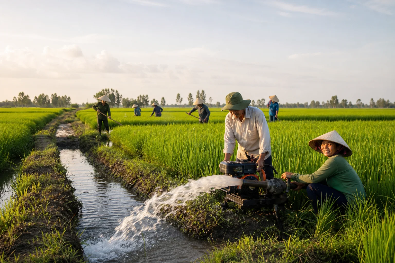 Đồng Tháp tiết kiệm nước, tăng lợi nhuận với lúa phát thải thấp