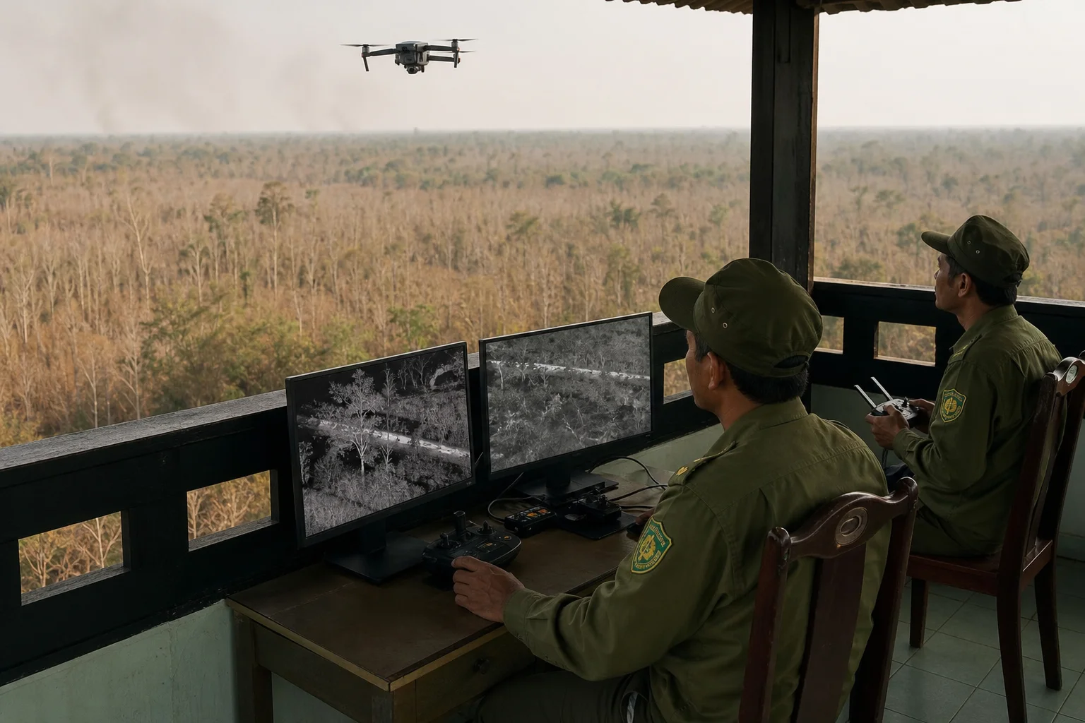 Flycam tầm nhiệt hỗ trợ nhận diện sớm cháy rừng ở U Minh Hạ