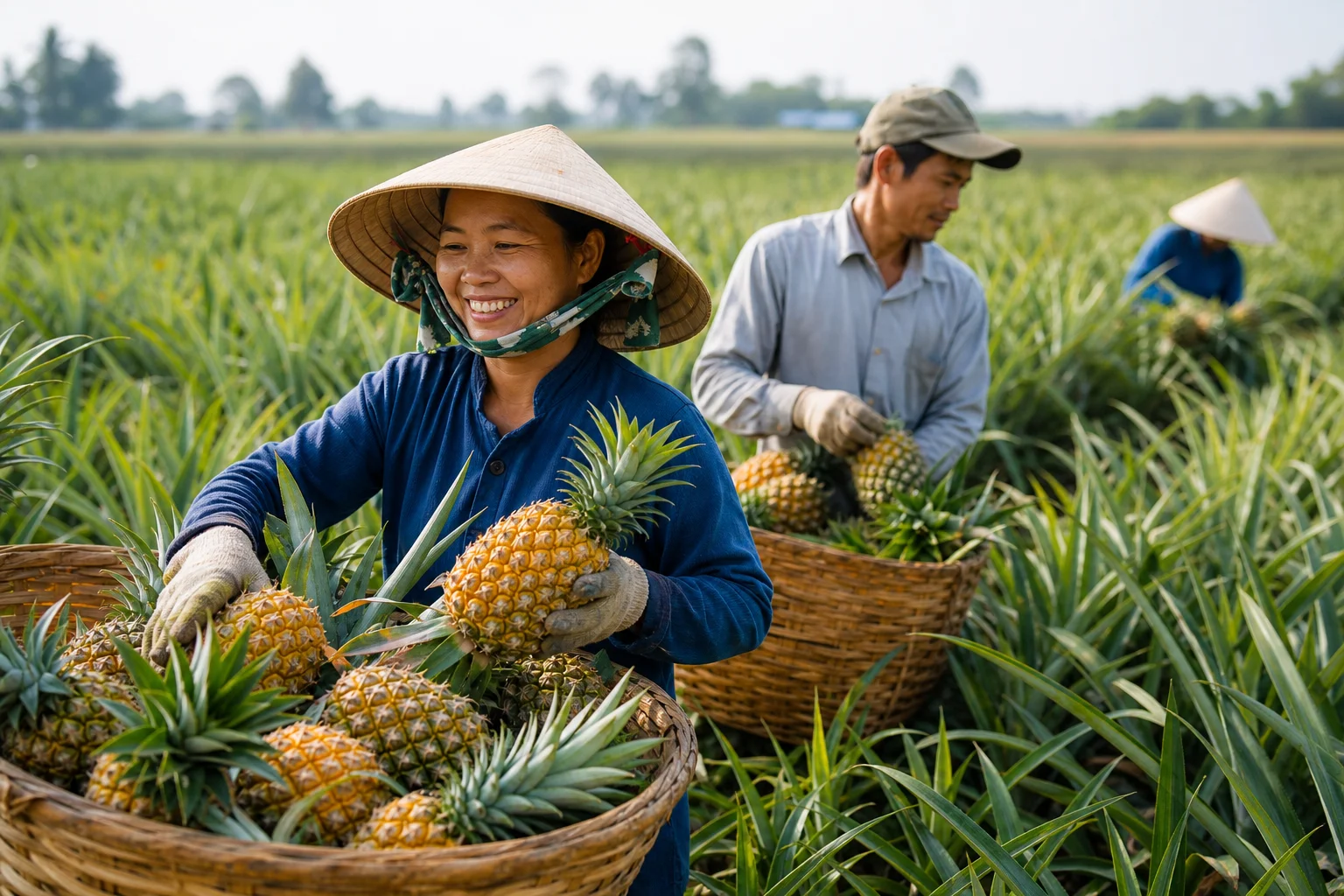 Giá khóm An Giang tăng vọt lên 15.000 đồng/trái, nông dân phấn khởi