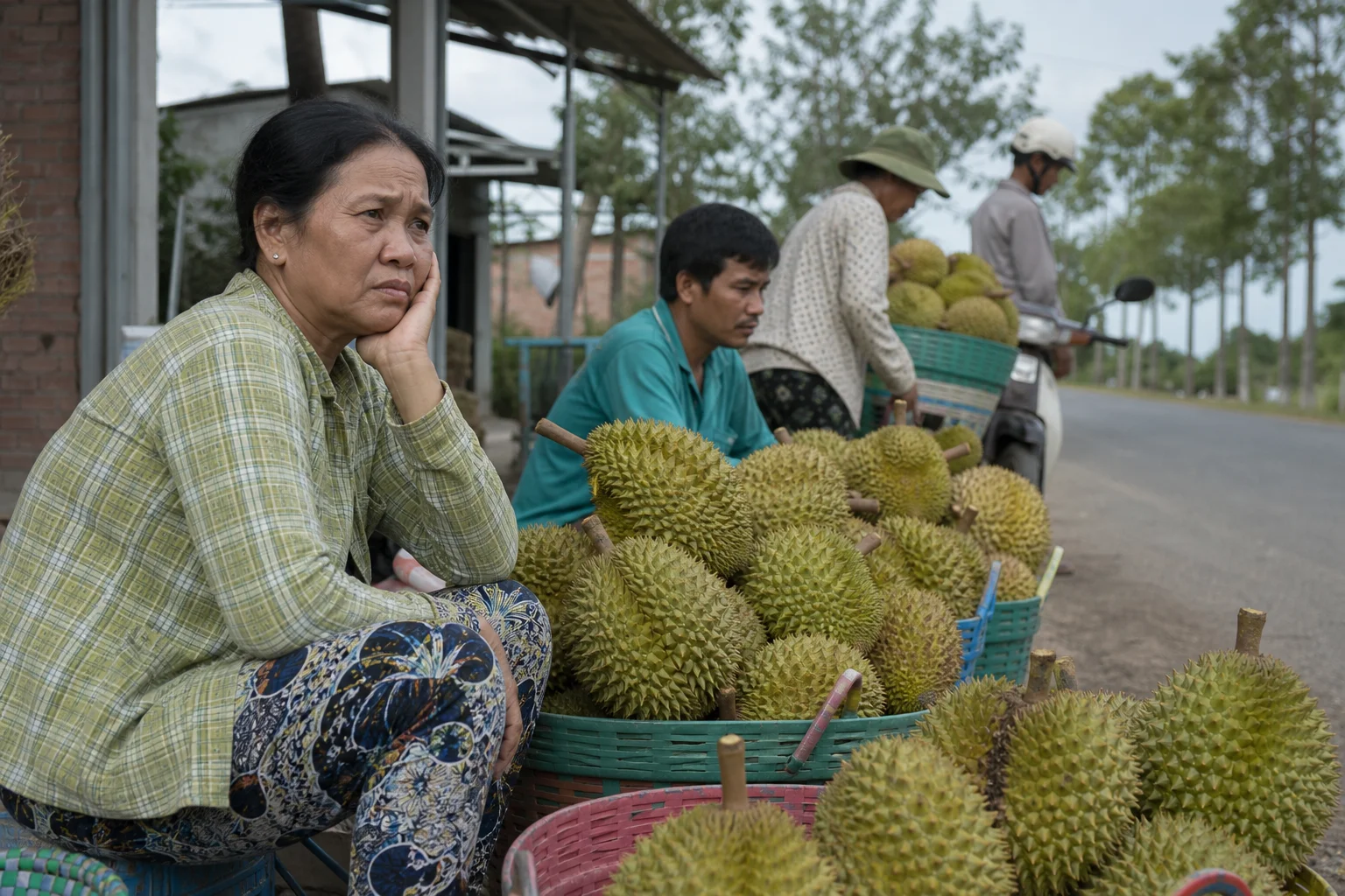 Giá sầu riêng miền Tây lao dốc, nhà vườn bán lẻ ven đường để gỡ vốn
