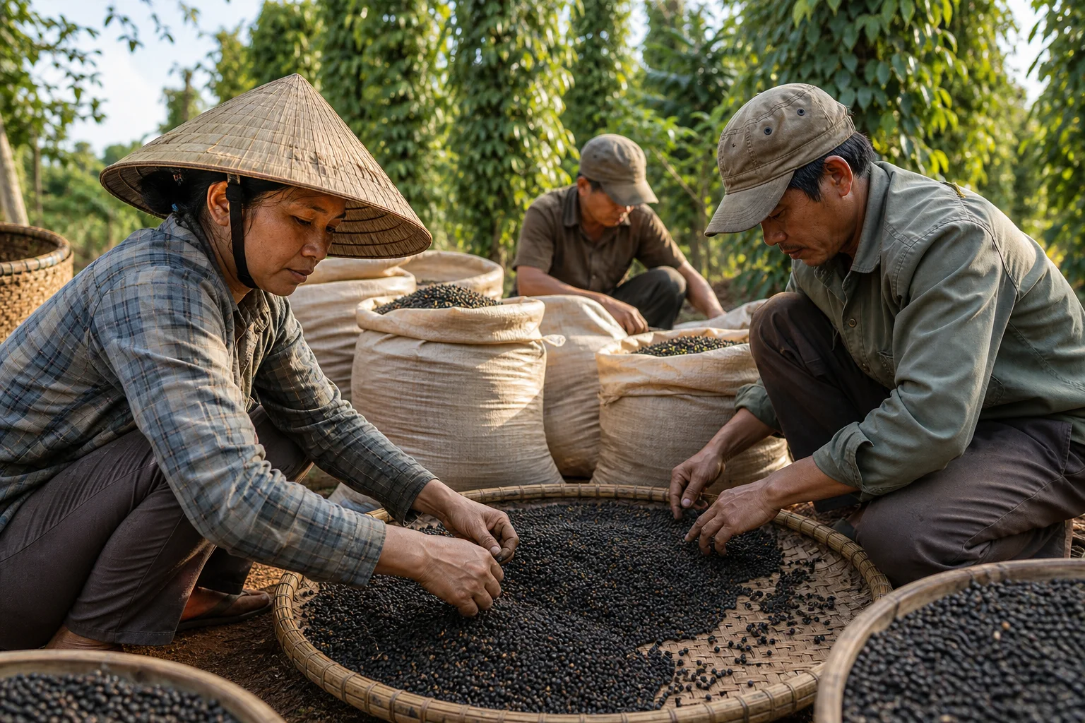Giá tiêu ổn định 136.000-139.000 đồng/kg, nông dân chịu áp lực bán ra