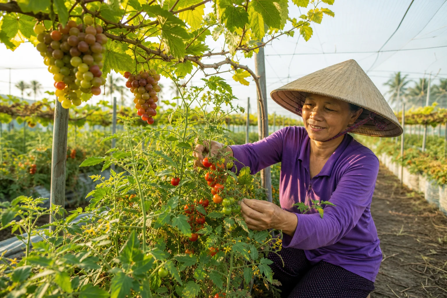Từ đất phèn mặn đến vườn nho, cà chua cherry cho doanh thu tiền tỷ